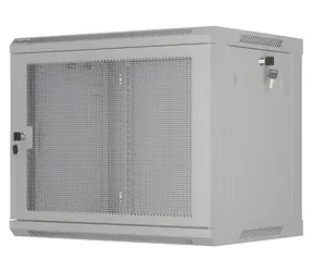 Lanberg WF01-6409-23S šedá / Nástěnný rozvaděč / 19" / 9U / 600x450 mm / perforované dveře / flat pack
