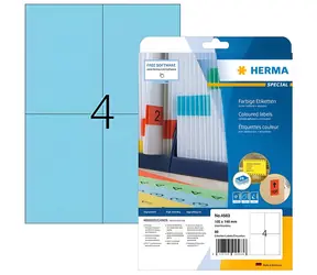 HERMA Etikety A4 modré 105x148 mm / Etikety / papír matný / snímatelné / 80 ks