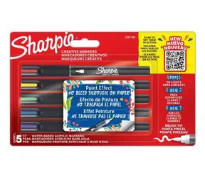 Sharpie Kreativní Marker mix barev / Popisovač / štětcový hrot / akrylová náplň / 5 ks