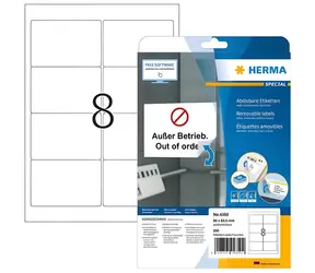 HERMA Univerzální etikety 96x63,5 mm / bílé, snímatelné / 25 listů / 200 ks