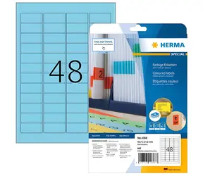HERMA Víceúčelové etikety modré 45,7x21,2 mm / snímatelné, papír matný / 20 listů / 960 ks