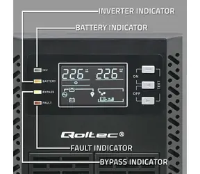 Qoltec 52281 / UPS / On-line / 2000VA / 2000 W / LCD / USB