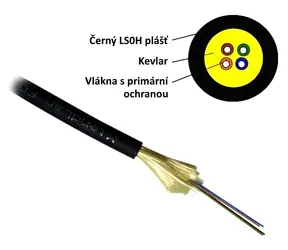 XtendLan Optický DROP kabel 4vl. černý / Optický kabel / 9/125 / G.657A / LS0H / 500 m s konektory
