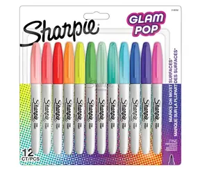 Sharpie Fine Glam Pop / Popisovač permanentní / kulatý hrot F / mix barev / 12 ks