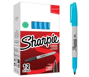 Sharpie Fine světle modrá / Popisovač permanentní / kulatý hrot F / 12 ks