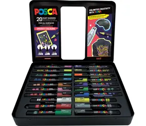 POSCA Groovy Colours / Akrylový popisovač / sada 20 ks / etue
