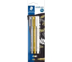 STAEDTLER Metallic zlatá, stříbrná, bílá / Popisovač / sada 3 ks / kulatý hrot / 1-2 mm
