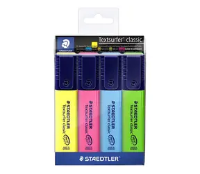 STAEDTLER Textsurfer Classic / Zvýrazňovač / sada 4 ks v pouzdře / mix barev / klínový hrot 1-5 mm