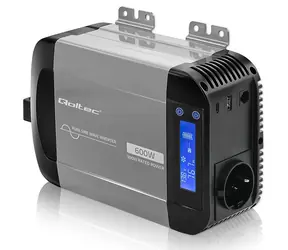 Qoltec Monolitový měnič napětí s čistou sinusovkou / Měnič napětí / 300W / 600W / Vstup 12V DC / 1x 230V