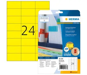 HERMA Etikety A4 žluté 70x37 mm / Etikety / papír matný / snímatelné / 480 ks