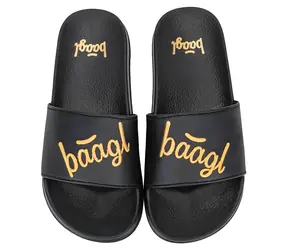 BAAGL Pantofle Logo Gold vel. 40 / Protiskluzová podrážka / Dětské i dospělé velikosti