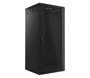Lanberg WF01 černá / Nástěnný rozvaděč / 19" / 27U / 600x600 mm / skleněné dveře / nosnost 60 kg