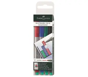 FABER-CASTELL Multimark M / Popisovač / Nepermanentní / Smývatelný vodou / Gumovací hrot / Sada 4 barev