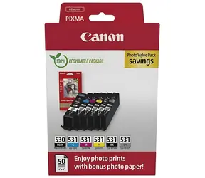 Canon PGI-530/CLI-531 PGBK/C/M/Y/BK/GY Photo Value / Sada cartridge / Originální / 6 ks + fotopapír