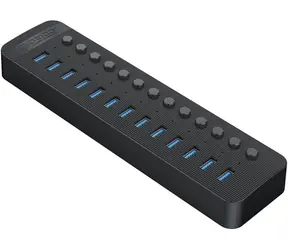 Orico USB Hub 13x USB-A s vypínači černá / USB Hub / 13x USB-A 3.0 / vypínač u každého portu / napájení 60W
