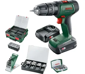 BOSCH UniversalImpact 18V zelená/černá / Aku vrtací šroubovák / 1450 ot/min / 34 Nm / 10mm sklíčidlo / 2x1,5 Ah