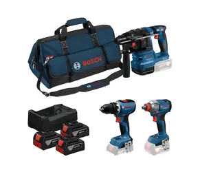 Bosch / Sada aku nářadí / 18V / GBH 18V-22 + GSR 18V-65 + GDX 18V-285 / 3x 5,0 Ah / taška