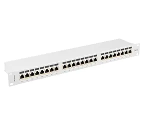 Lanberg šedý / Patch panel / 24 portů / RJ-45 / CAT6A / FTP stíněný / 1U / 19"