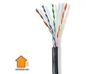 Nedis CAT6 černá / Instalační kabel / U/UTP / 305 m / venkovní / kulatý / PE