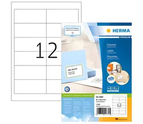 HERMA Etikety Premium A4 bílé 97x42,3 mm / Etikety / Papír / 100 listů / 1200 ks