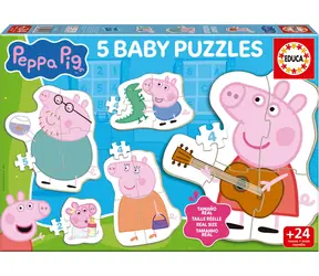 EDUCA Baby puzzle Prasátko Peppa 5v1 II / (2-5 dílků) / od 2 let
