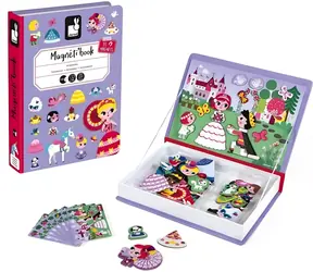 JANOD Magnetická kniha Princezny / 62 dílků / 7 kartiček / od 3 let