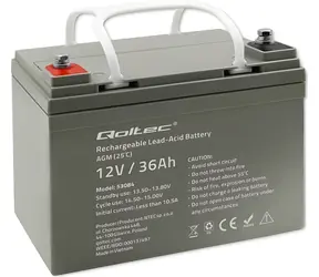 Qoltec Baterie AGM 36Ah / Baterie / 12V / max. 540A