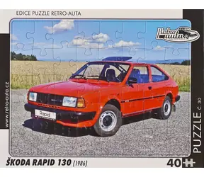 RETRO-AUTA Puzzle č.30 ŠKODA RAPID 130 (1986) / 40 dílků / 32 x 24 cm