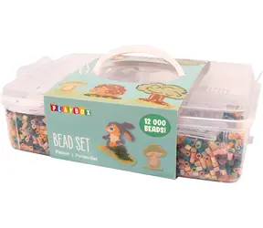 PLAYBOX Zažehlovací korálky v kufříku Mellow pastel 12000 ks / Předlohy, pinzeta / od 5 let