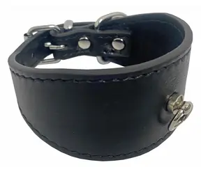 Huhubamboo Exclusive obojek černá XS / Obojek pro psy / Pro chrty / 40 mm x 21-26 cm / hovězí kůže