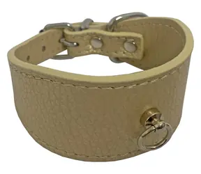 Huhubamboo Metal obojek béžový S / Obojek pro psy / Pro chrty / 40 mm x 25-30 cm