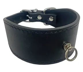 Huhubamboo Exclusive obojek černá S / Obojek pro psy / 40 mm / 25-30 cm / hovězí kůže
