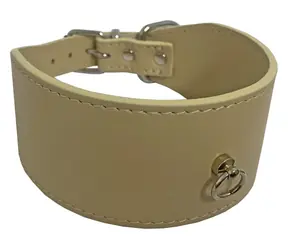 HUHUBAMBOO Obojek Exclusive béžová L / Pro chrty / 50 mm x 33-38 cm / Hovězí kůže