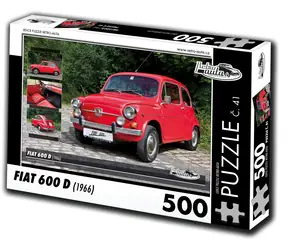 RETRO-AUTA Puzzle Fiat 600 D (1966, č. 41) / 500 dílků / 48 × 36 cm