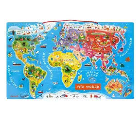 JANOD Magnetická mapa světa v angličtině / Nástěnná mapa / 92 dílků / od 5 let