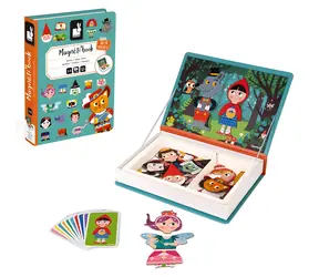 JANOD Magnetibook Pohádky / Magnetická knížka / 30 magnetických dílků / 10 kartiček / od 3 do 8 let