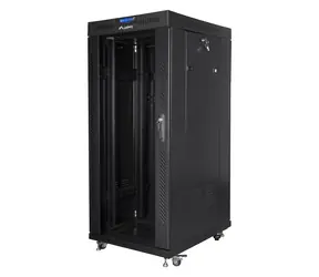 Lanberg 27U 19" černý / Stojanový rozvaděč / 600x800 mm / Flat pack / Skleněné dveře / LCD