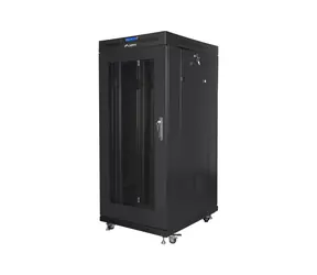 Lanberg Rack 27U černá / Stojanový rozvaděč / 19" / 600x800 mm / Flat pack / Perforované dveře / LCD