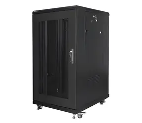 Lanberg Rack 22U/600x800 černá / Stojanový rozvaděč / 19" / Flat pack / Perforované dveře