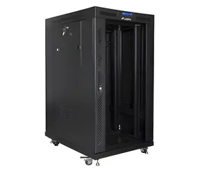 Lanberg 22U 19" černý / Stojanový rozvaděč / 800x1000 mm / Flat pack / Skleněné dveře / LCD