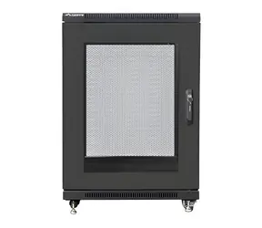Lanberg FF01 15U 19" černý / Stojanový rozvaděč / 600×800 mm / Flat pack / Perforované dveře / Volně stojící