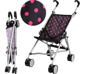 PIXINO Kočárek pro panenky černorůžová / výška rukojeti 54 cm / šířka 27 cm / délka 36 cm / od 3 let