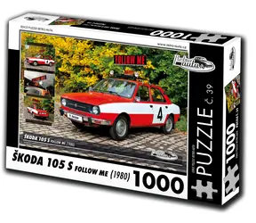 RETRO-AUTA Puzzle č. 39 Škoda 105 S Follow Me (1980) / 1000 dílků / 66 × 47 cm