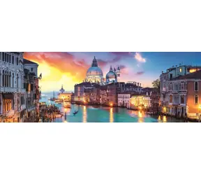 TREFL Panoramatické puzzle Kanál Grande, Benátky / 1000 dílků / 97 x 34 cm / Děti a dospělí