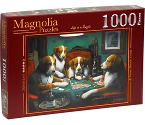MAGNOLIA Puzzle Psi hrající poker / 1000 dílků / 68 x 48 cm