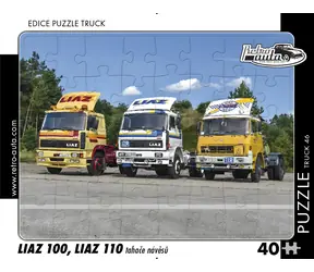 RETRO-AUTA Puzzle TRUCK č.46 LIAZ 100, LIAZ 110 tahače návěsů / 40 dílků / cca 32 × 24 cm