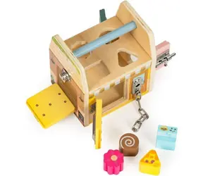 ECOTOYS Dřevěná motorická kostka / Motorická kostka / Dřevo / 15,5x17 cm