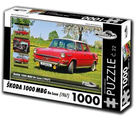 RETRO-AUTA Puzzle č.22 Škoda 1000 MBG De Luxe (1967) / 1000 dílků / 66 × 47 cm