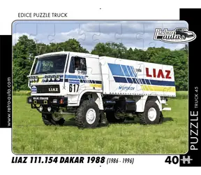 RETRO-AUTA Puzzle TRUCK č.45 Liaz 111.154 Dakar 1988 (1986-1996) / 40 dílků / Rozměr 32 × 24 cm