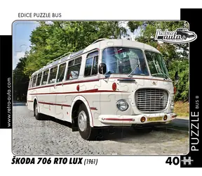 RETRO-AUTA Puzzle BUS č.08 Škoda 706 RTO LUX (1961) / 40 dílků / 32 x 24 cm